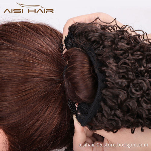 Aisi Hair Synthetic Afro Kinky Curly Ponytails Clip In Hair Extensions Drawstring Puff Afro Ponytails For Black Women